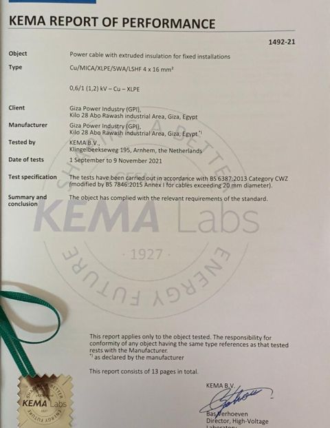 Giza Power Industry certificate 4 X 16